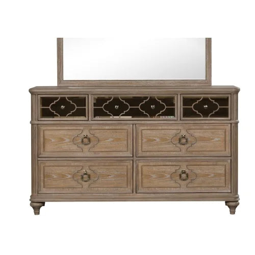 Rustic Oak Dresser With Solid Wood Dovetail Drawers And Mirror Panel
