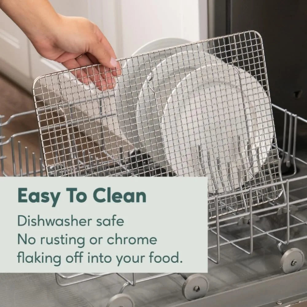 Oven and Dishwasher Safe Stainless Steel Cooling and Baking Rack Set Heavy Duty Tight Wire 115 x 165 Inch Set of 2