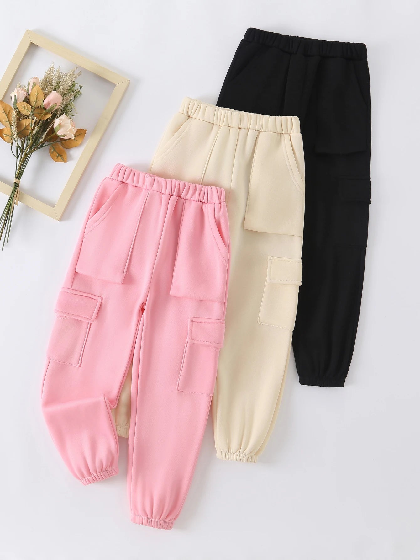 3-piece children's clothing new style for girls, cute and fashionable, versatile, autumn and winter work pants for girls