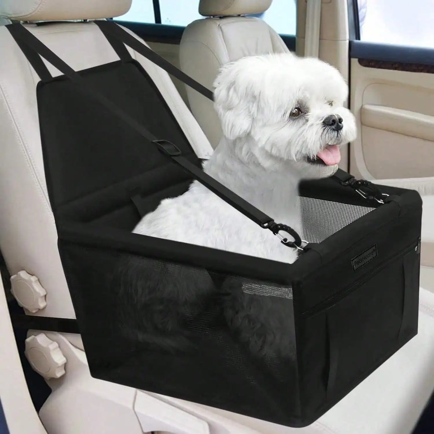 pet Car Seat Foldable Dog Car Booster Seat Waterproof Breathable Oxford Travel Bag for Small to Medium Dogs, Puppies