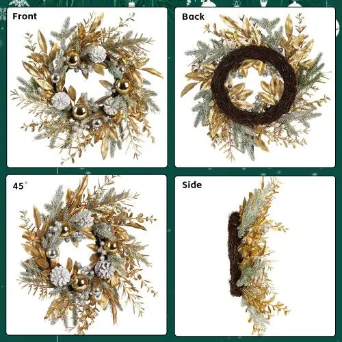 20 Inch Christmas Wreath with 20 Warm Lights, 8 Modes and Timer for Door