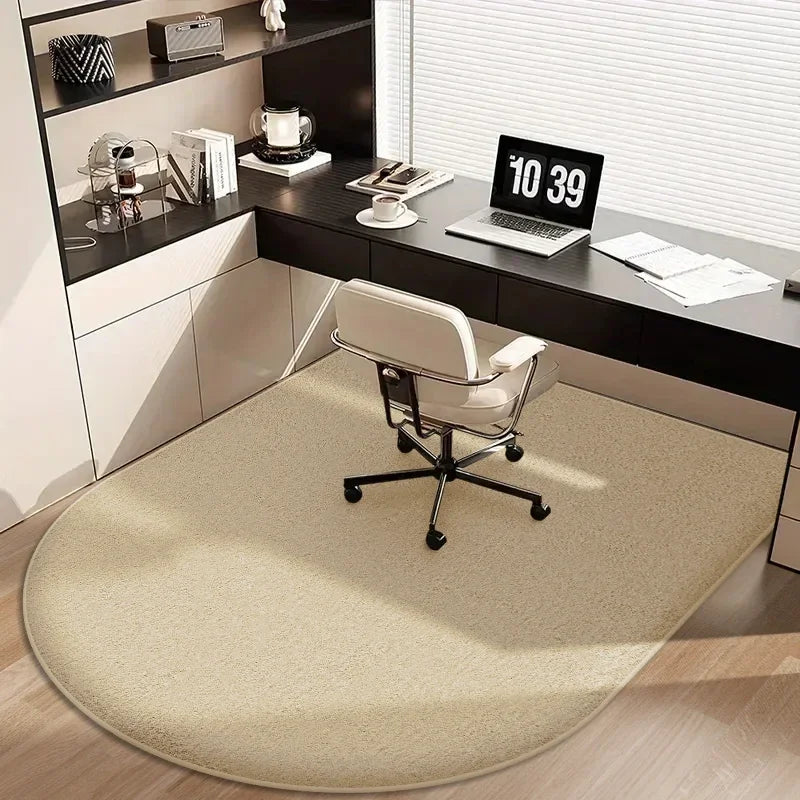 Solid color computer chair mat flannel floor mat thickened desk swivel chair arched carpet study soft dressing table foot mat