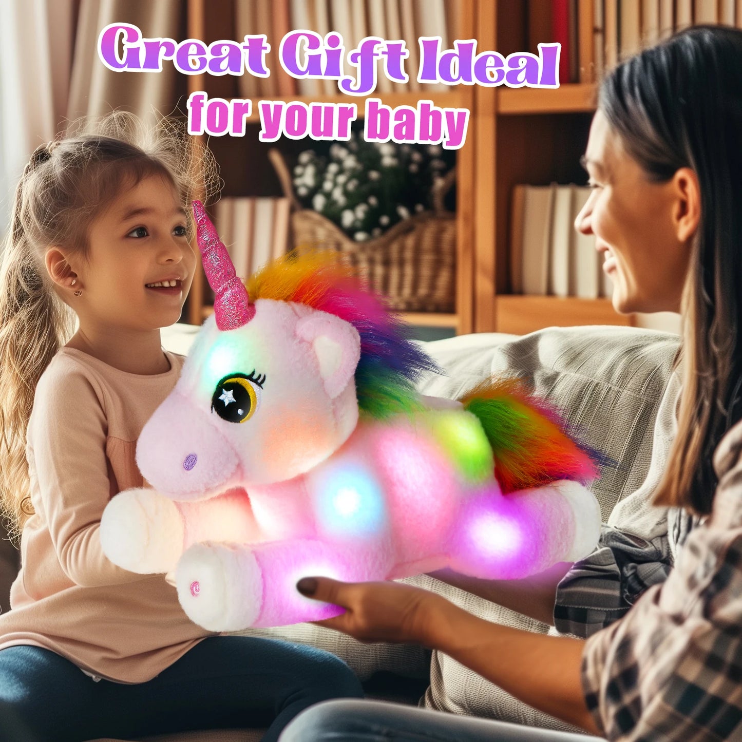 Glowing Unicorn Plush Toy,Unicorn Theme Birthday Party Gift Toy For Kids, Ideal Playing Doll Ornament