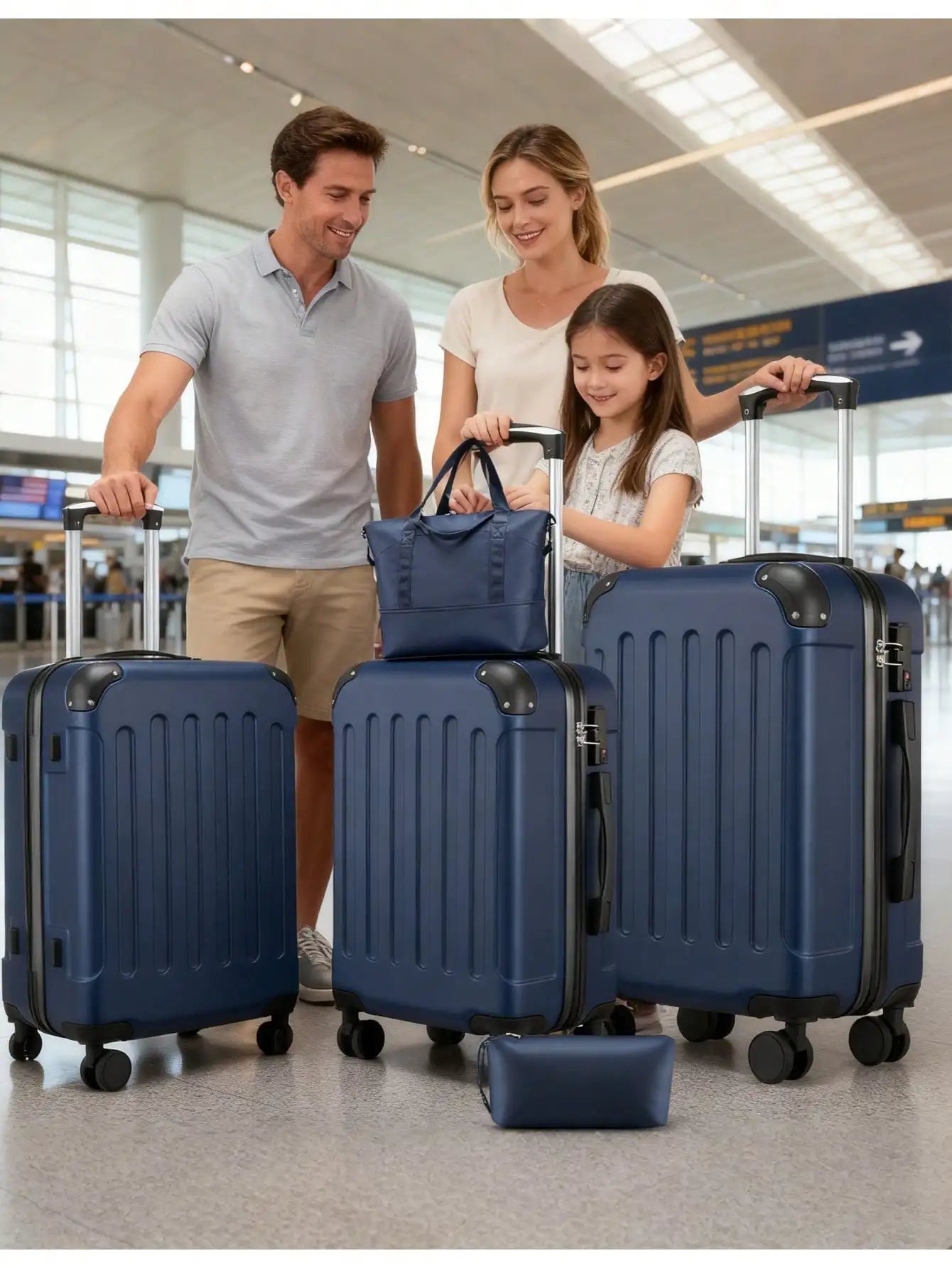 Luggage Sets 5 Piece,Hardside Suitcase With Wheels - Spinner Wheels, TSA Lock, Includes Toiletry Bag For Family Travel Luggage Case Trolley Suitcase Spinner Suitcase Travel Luggage nizer Travel Stuff