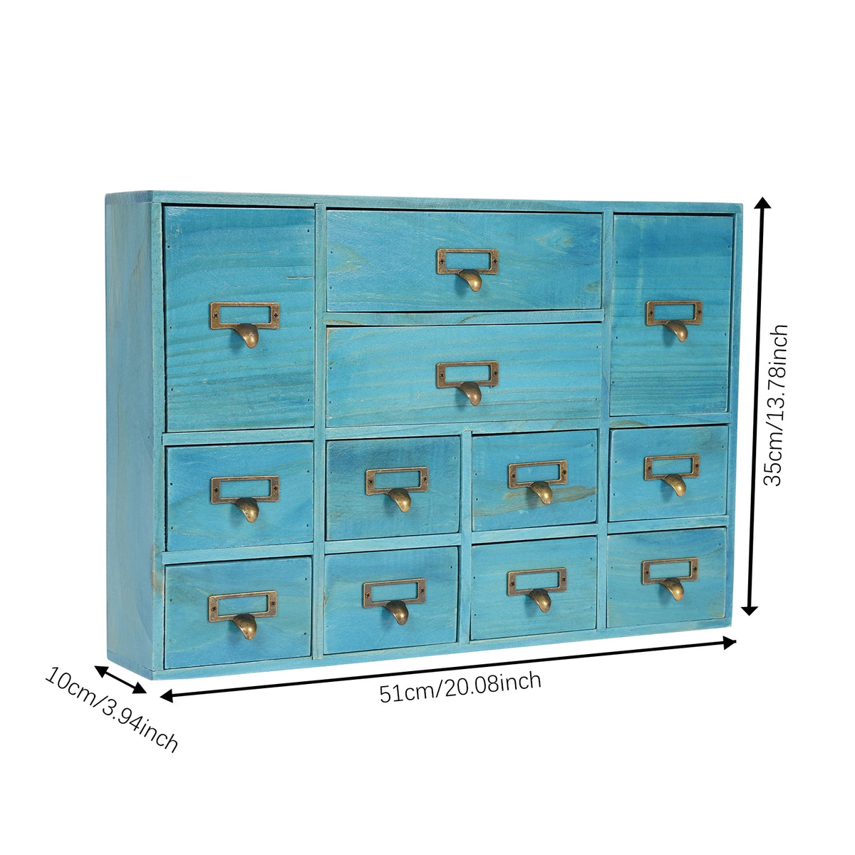 Desktop Drawer Organizer 12 Drawers, Wooden Desk Storage Box with Label Slots, Multipurpose Countertop Small Parts Cabinet, Office Craft Jewelry Art Supplies Home Counter Cosmetics Dock, No Assembly Needed, Brown/Black/Pink/B