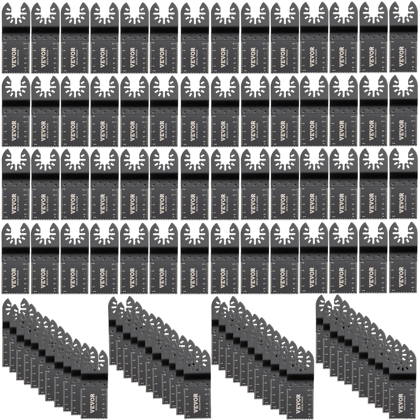 SucceBuy 100PCS Oscillating Saw Blades Quick Release Multitool BladesKit HCS Tool Blades Cut Cutter for Wood Plastic Metal Nails