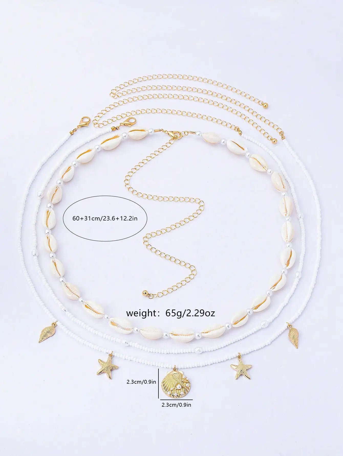 2pcs Bohemian Style Ocean Series Shell & Starfish Beaded Waist Chain For Women
