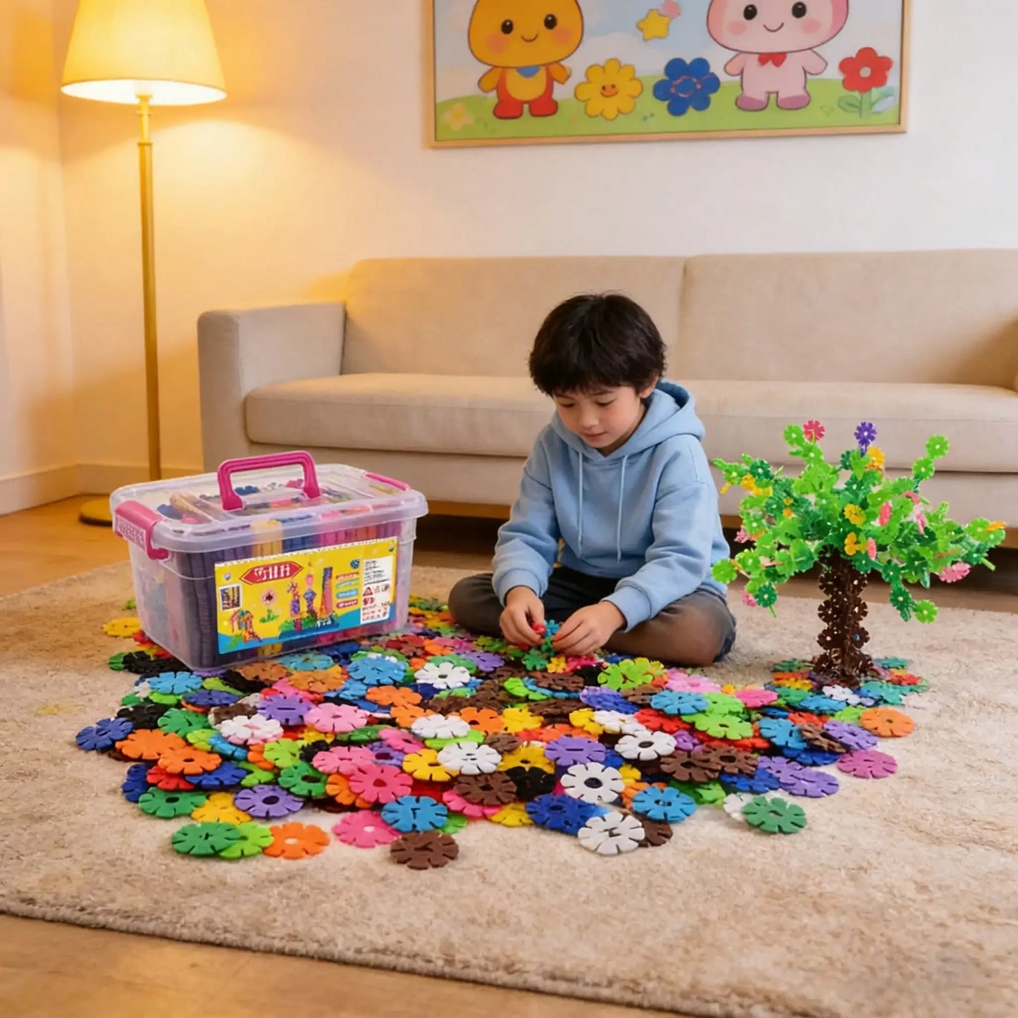 (50/100/200/300pcs) Snowflake Building Blocks Set - 3cm Creative Interlocking Bricks Toy, Comes With Instruction Guide, Can Make Christmas Tree & Santa Claus Decorations, STEM Educational Toy, Holiday & Birthday Gift, Suitabl
