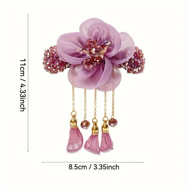 2pcs/ set, a classical and elegant fringed hairpin with flower hairpin, a simple and exquisite lace hairpin in a retro style, ha