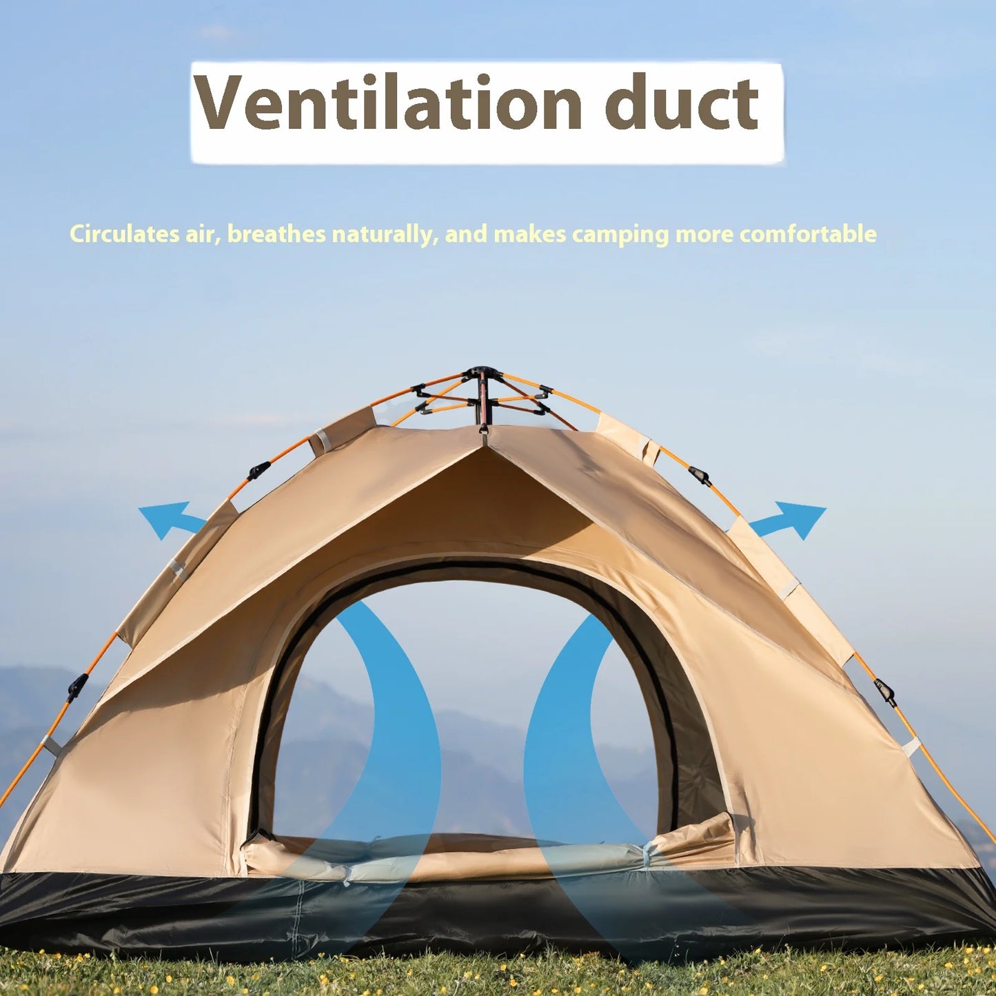 PAKICETUS 2-4 Person Automatic Pop Up Camping Tent, Instant Quick Setup Portable Windproof Tent, Lightweight Backpacking Shelter for Outdoor Travel Hiking Picnic
