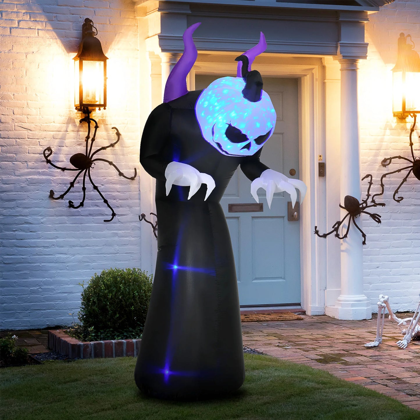 7' Inflatable Halloween Skeleton Ghost Decoration, Blow-Up Outdoor Display, Led