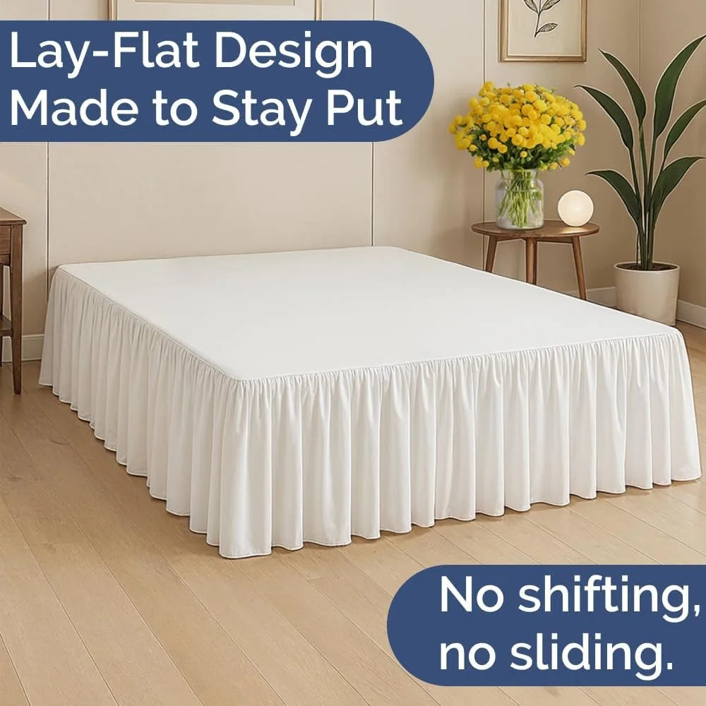Queen Size 15 Inch Drop Ruffled Bedskirt Ultra Soft Wrinkle Fade Shrink Resistant White