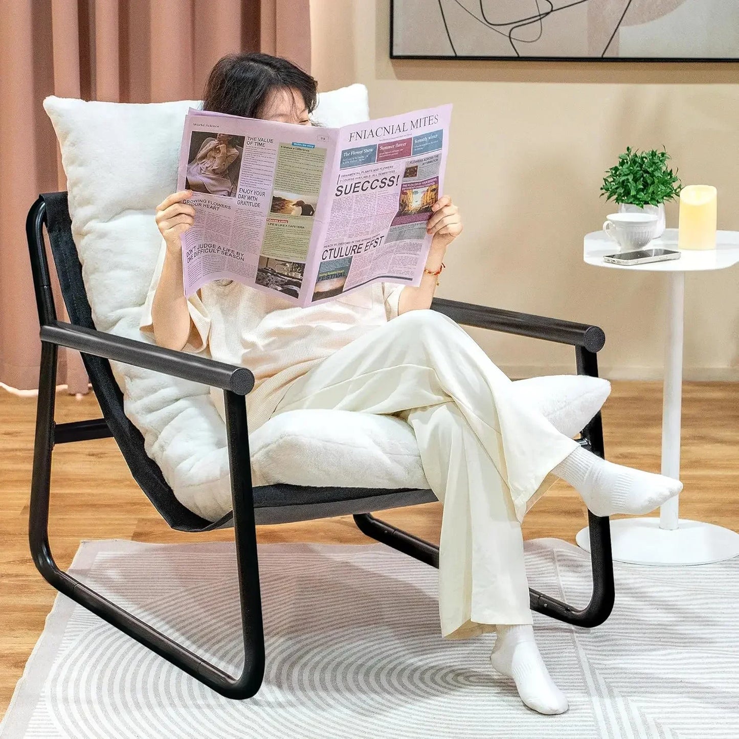 Plush Modern Accent Chair Set of 2 or Single Comfy Chair for Bedroom — Ergonomic Lounge Chair with Stylish Upholstery,