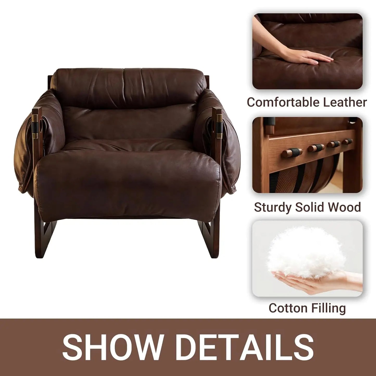 Mid Century Upholstered Accent Chair U-Shape Solid Wood Frame Reading Lounge Armchair Living Room, Customized