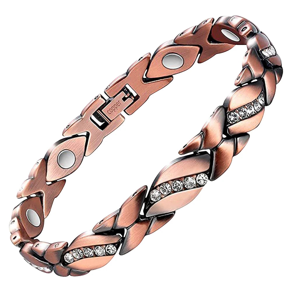 Leaves Magnetic Bracelet with 3500 Gauss Magnets Magnetic Therapy Bracelet Pure Copper for Women Men Jewelry Gift