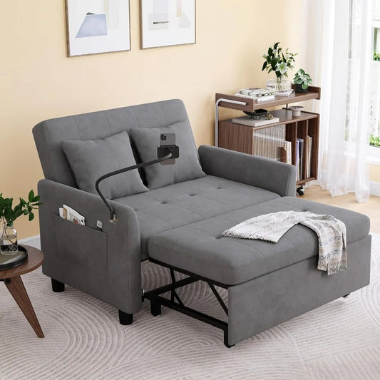Sleeper Sofa Bed, 3 in 1 Convertible Sleeper Couch Bed Pull Out, Small Loveseat Sleeper Sofa, Futon Sofa Bed Full Size, 46" Velv