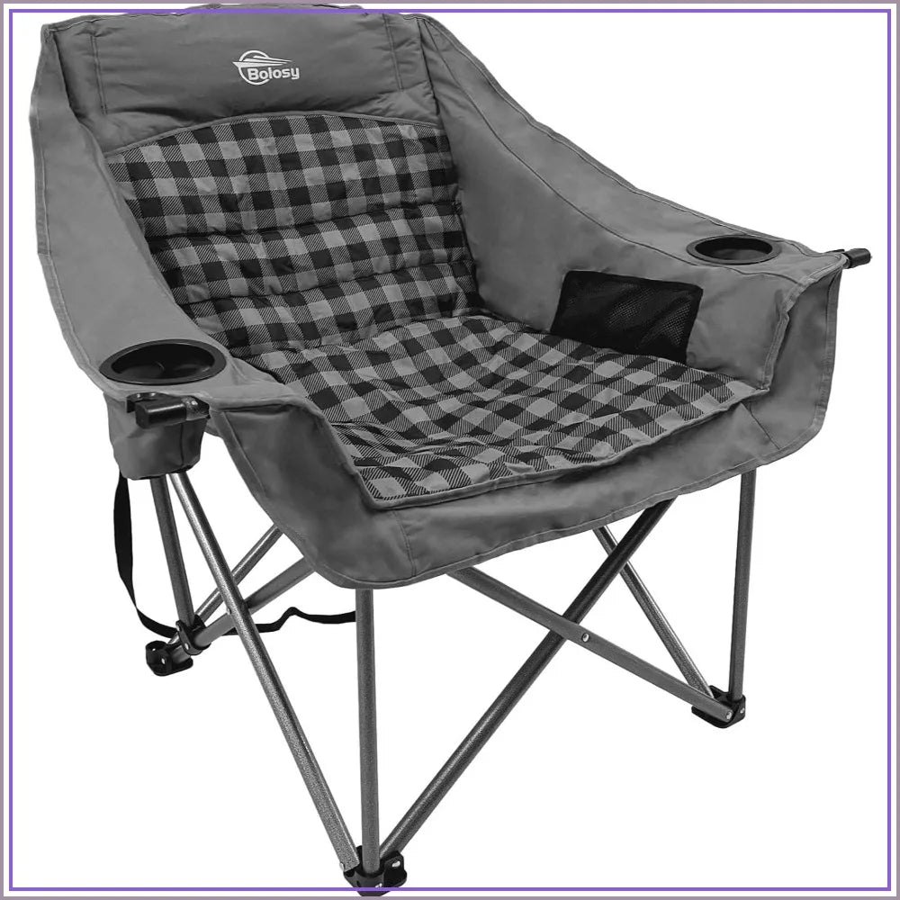 Oversized Camping Chairs for Adults Heavy Duty Padded Portable Lawn Chairs Outdoor Folding Chairs XL with Cup Holder, Supports 500 lbs