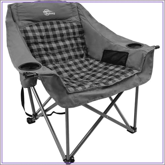 Oversized Camping Chairs for Adults Heavy Duty Padded Portable Lawn Chairs Outdoor Folding Chairs XL with Cup Holder, Supports 500 lbs