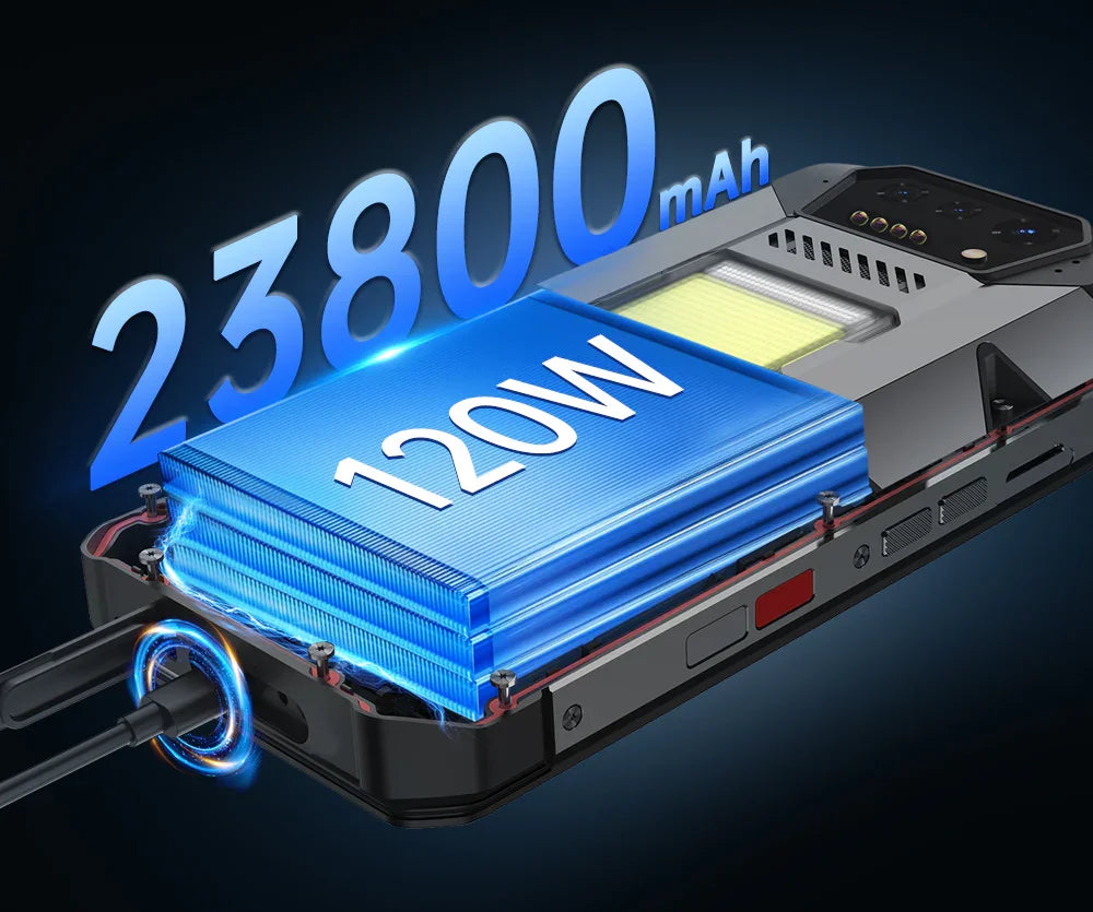 8849 Hike Unihertz Rugged Smartphone 23800mAh 24GB+512GB Expandable 2TB 1200Lumen Flashlight Android14 Two Speakers 6.79'' 120Hz