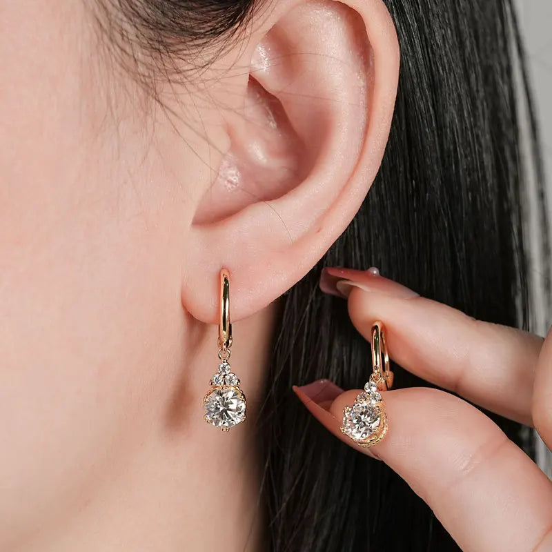 OXTAO Moissanite Big Dangle Hoop Earring 6.5mm/8mm D Color VVS1 for Women 925 Sterling Silver Huggie Earring Luxury Jewelry Gift