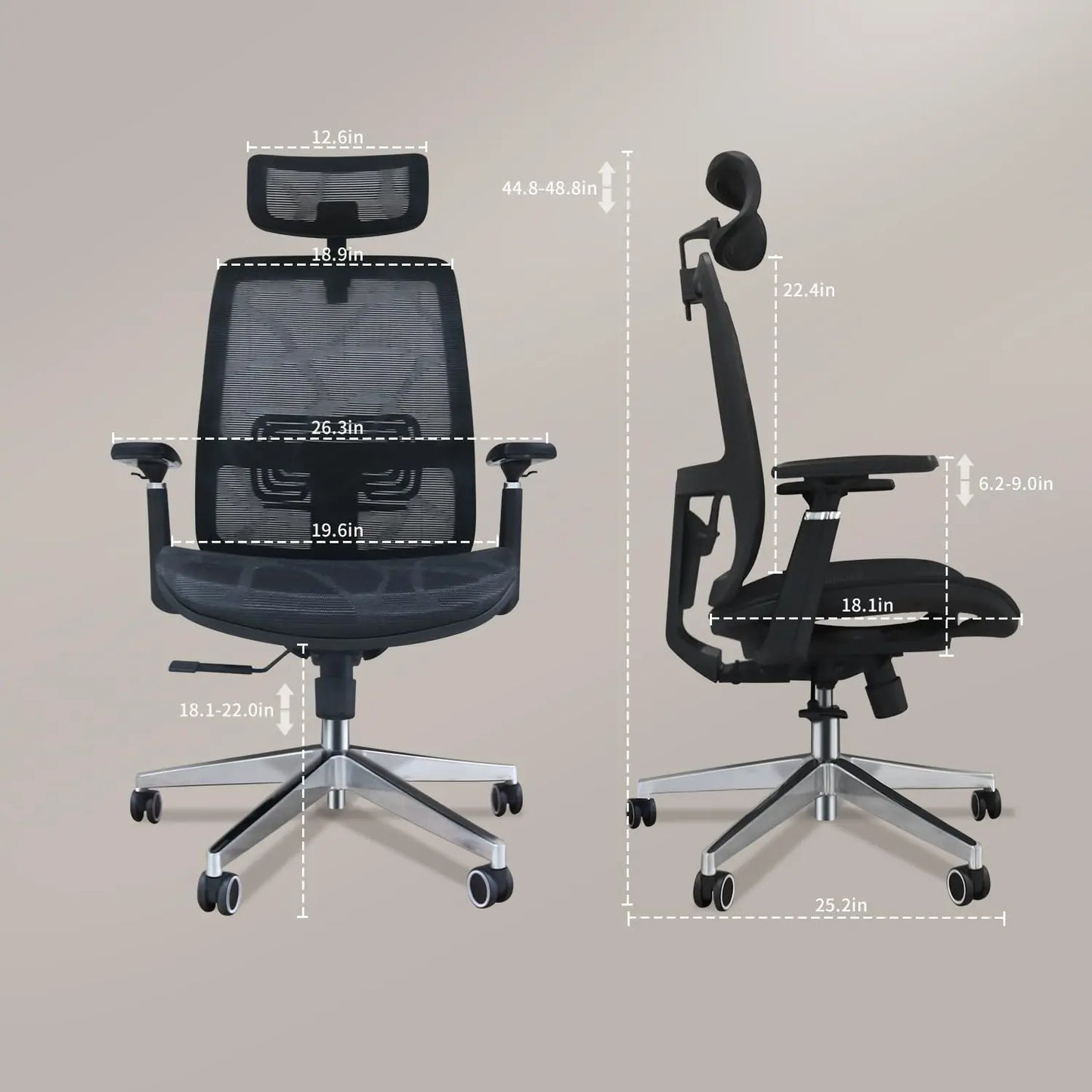 New Ergonomic Mesh Adjustable Lumbar Support Office Chair 120°Tilt High Back Comfortable Computer Chair with Soft Flip Up Arms