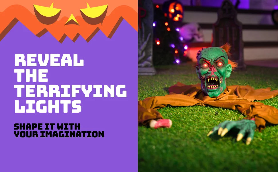 JOYFY Zombie Halloween Decoration Outdoor Witch Groundbreaker Halloween Graveyard Decor Outside, Scary Zombie Props with Sound Effect & Lighted Eyes for Haunted House, Lawn Yard Decorations