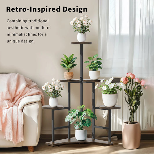 5 Tiered Corner Tall Plant Stand Shelf Floor Display Rack for Living Room Balcony