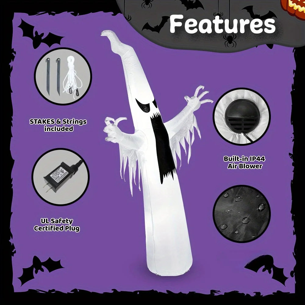 12 FT Scary Ghost Halloween Inflatables Outdoor Decorations  Halloween Decor, Inflatable Ghost Blow Ups for Yard with LEDs for Outside Yard Decorations