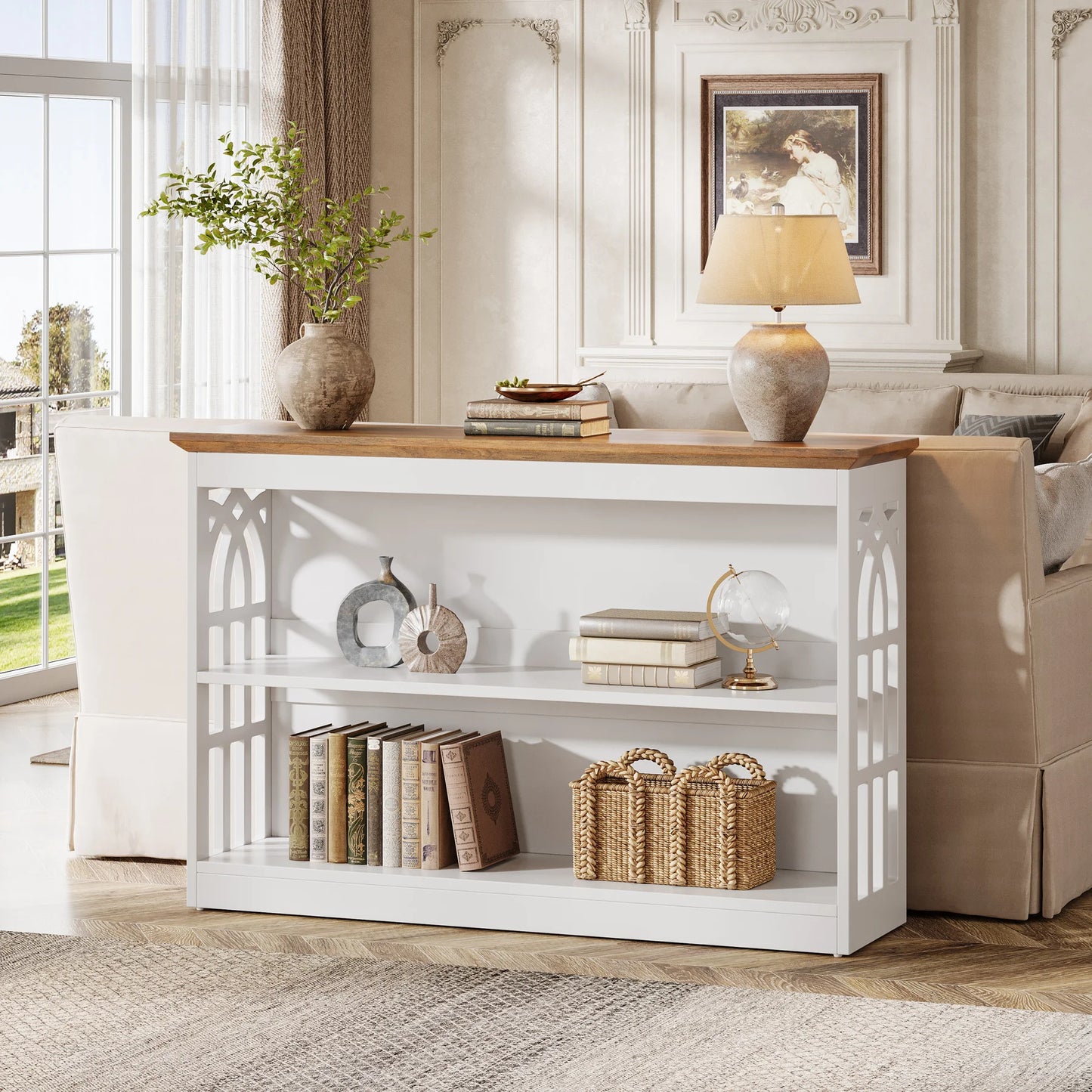 Tribesigns Modern Console Table for Entryway, 41.34-Inch White Sofa Table Behind The Couch with 3-Tier Storage, Narrow Hallway Furniture for Living Room