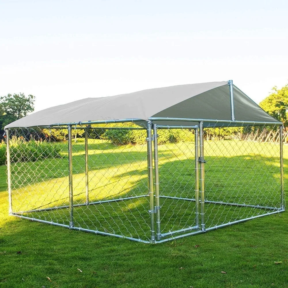 Dog Kennels Outdoor Large Dog Cage Heavy Duty Dogs House Extra Wide Outside Pet Kennels with Water-Resistant Cover