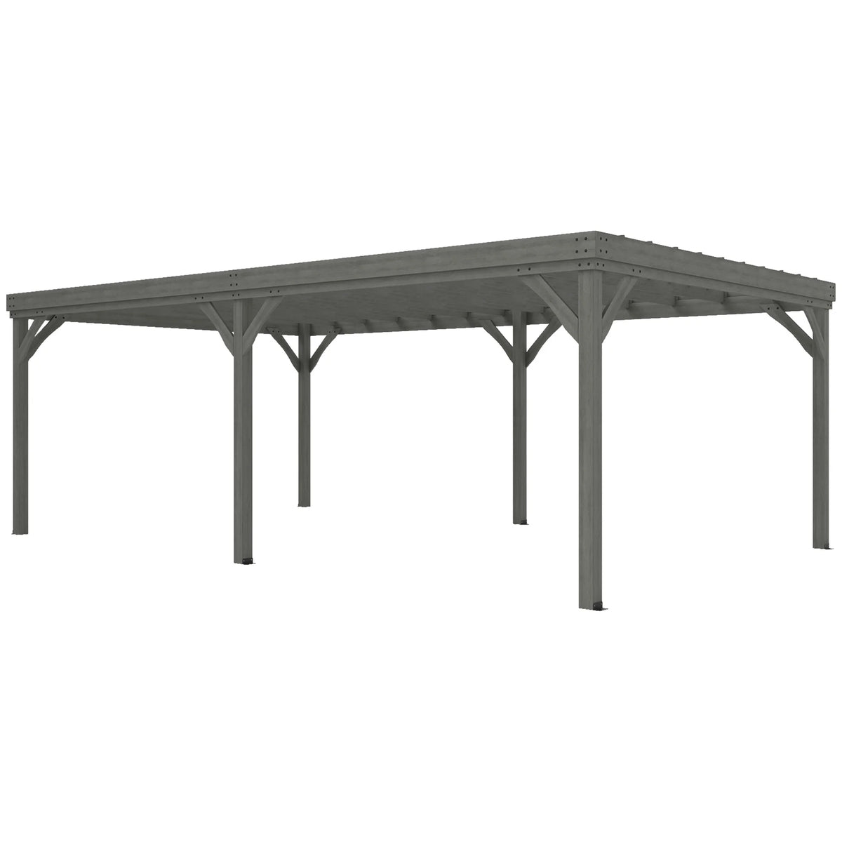 12' x 20' Outdoor Wood Pergola Gazebo with Stable Structure, Gray