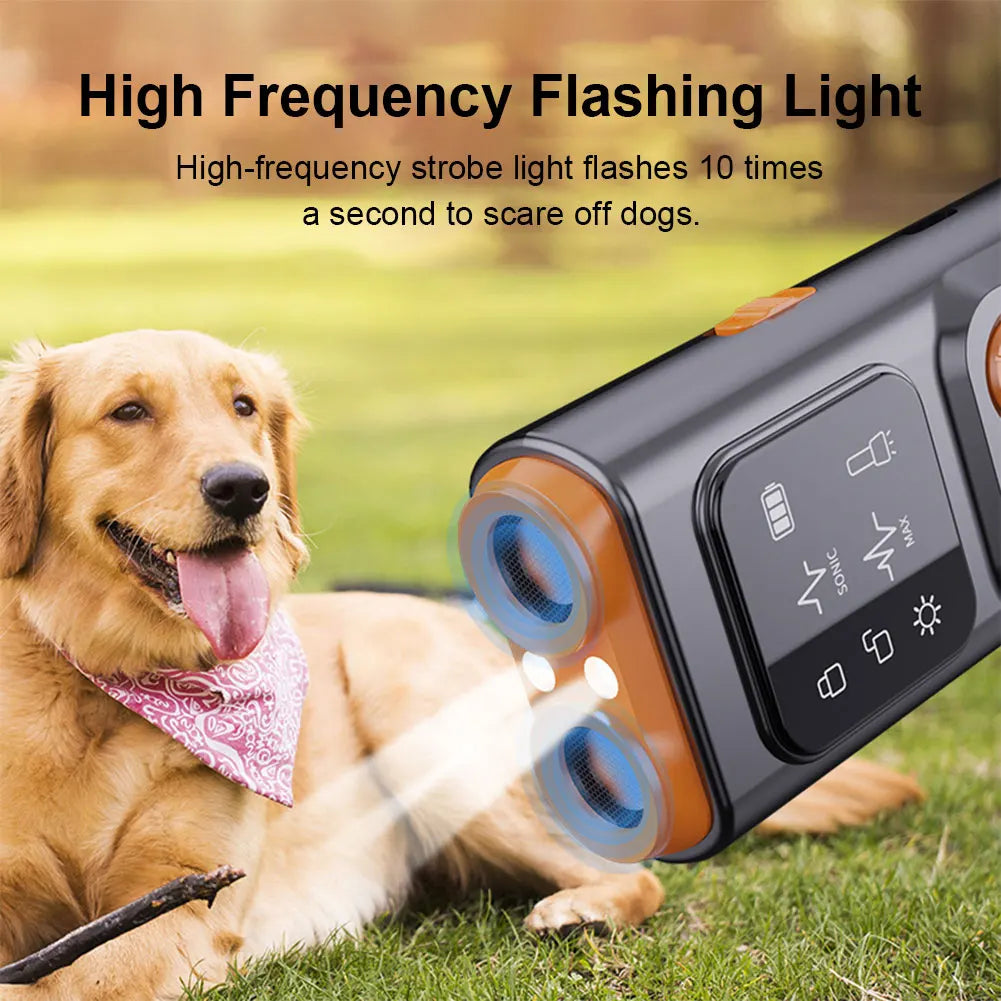 Rechargeable Sonic Dog Repeller with High-Frequency LED Flashlight Anti Dog Bark Deterrent Device Anti-Barking Device