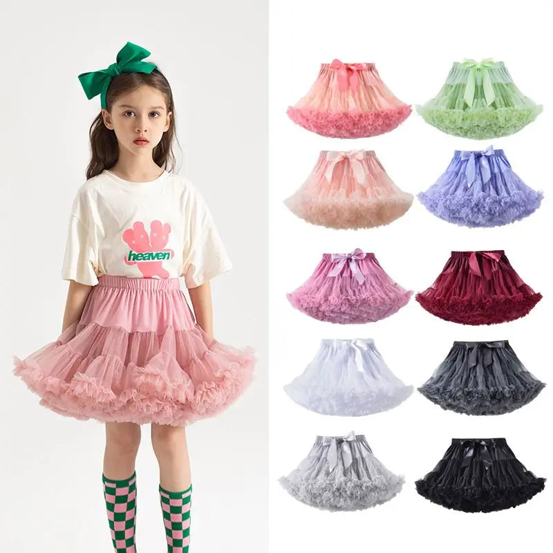 Girls Tutu Skirts Black Fluffy Toddler Tulle Princess Ball Gown Pettiskirt Ballet Party Dance Rainbow Tulle Skirts Girls Clothes