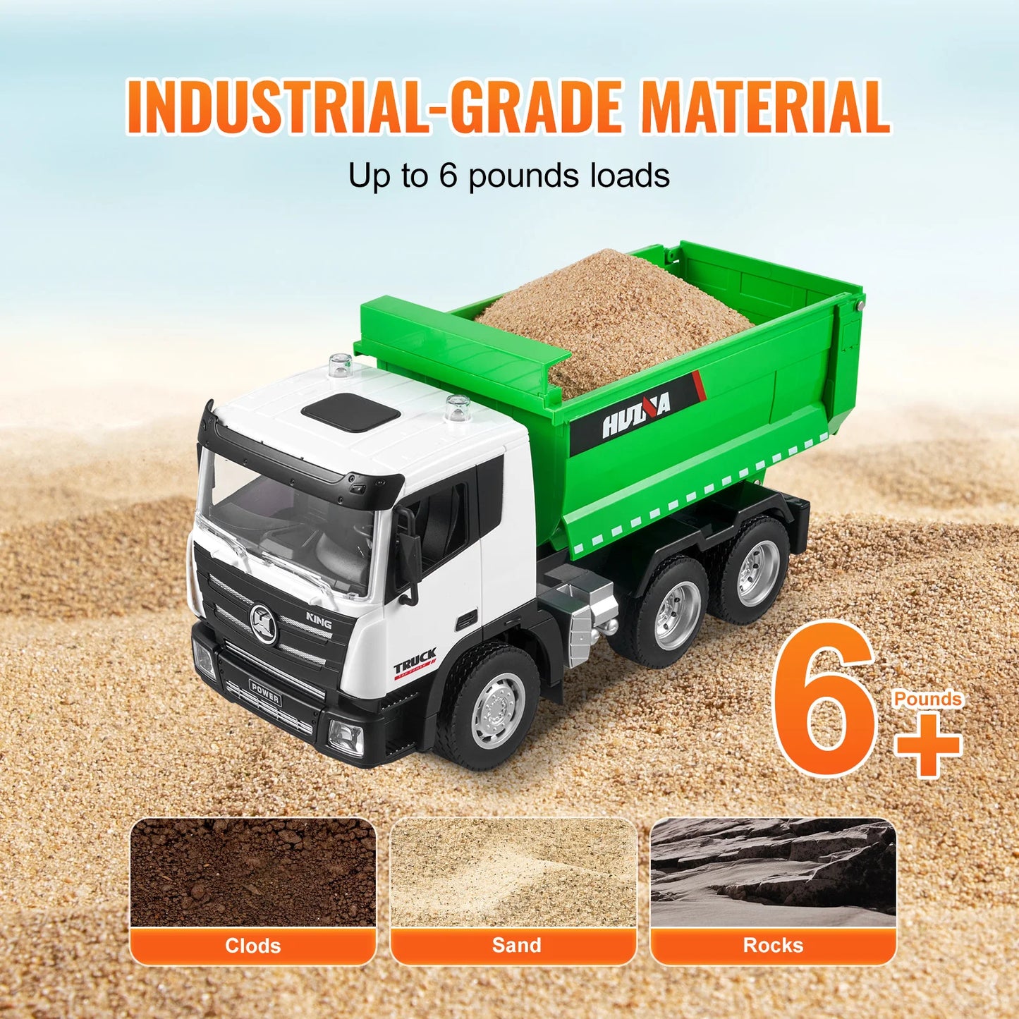SucceBuy RC Dump Truck 9-Channel Remote Model Car Toys Bulldozer Engineering Vehicle for Toddlers Kids Christmas Birthday Gifts