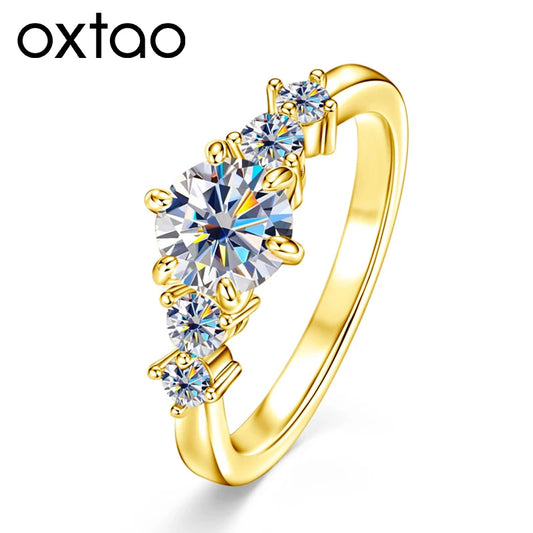 Oxtao 1 Carat Moissanite Engagement Ring 14K Gold Filled for Women