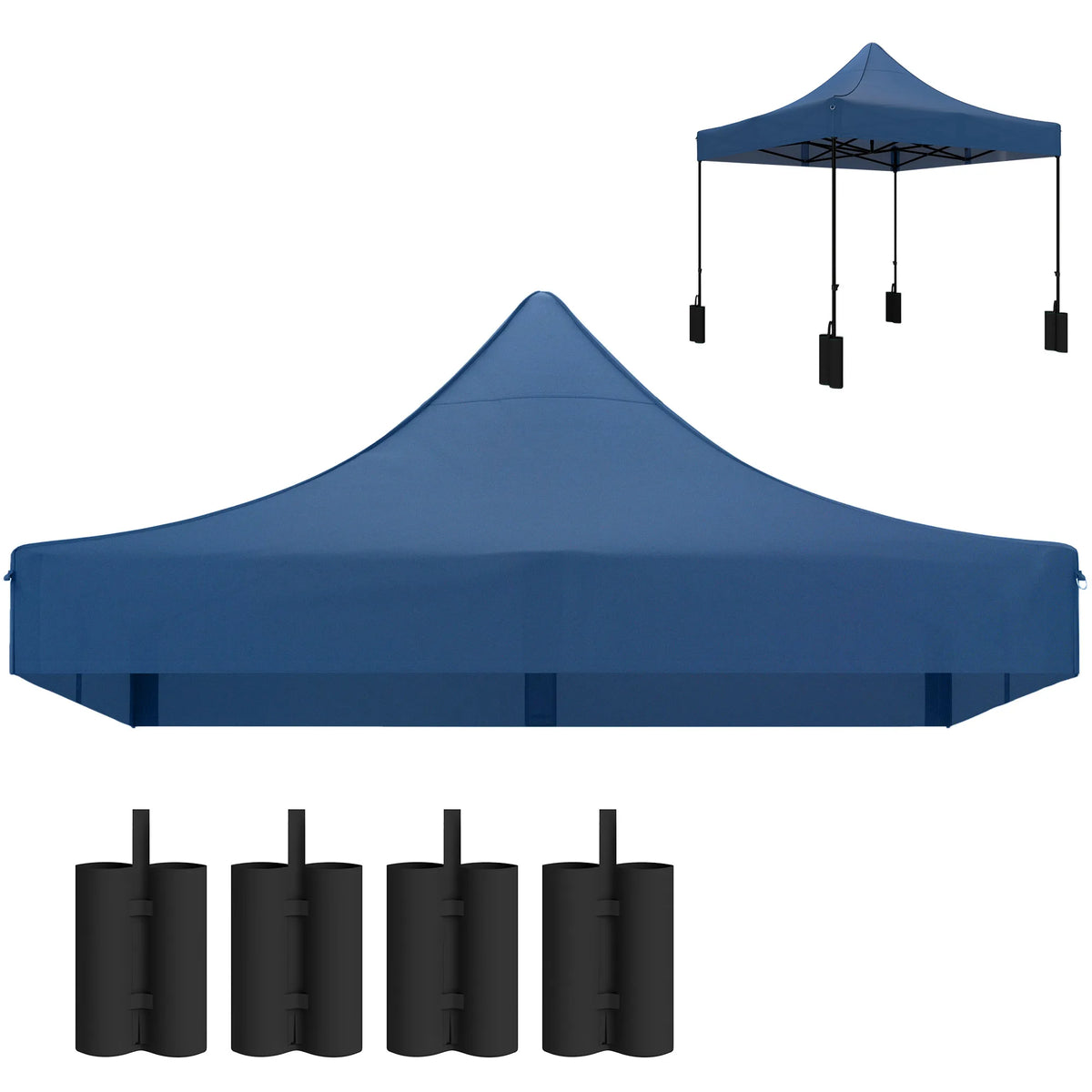 10' x 10' Pop up Canopy Replacement Top with Weight Bags, Blue
