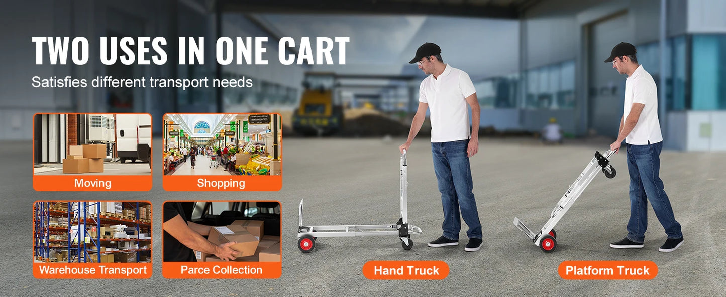 SucceBuy 400lbs Folding Hand Truck Lightweight Dolly with Wheels Foldable Luggage Utility Cart for Transport Moving in Warehouse