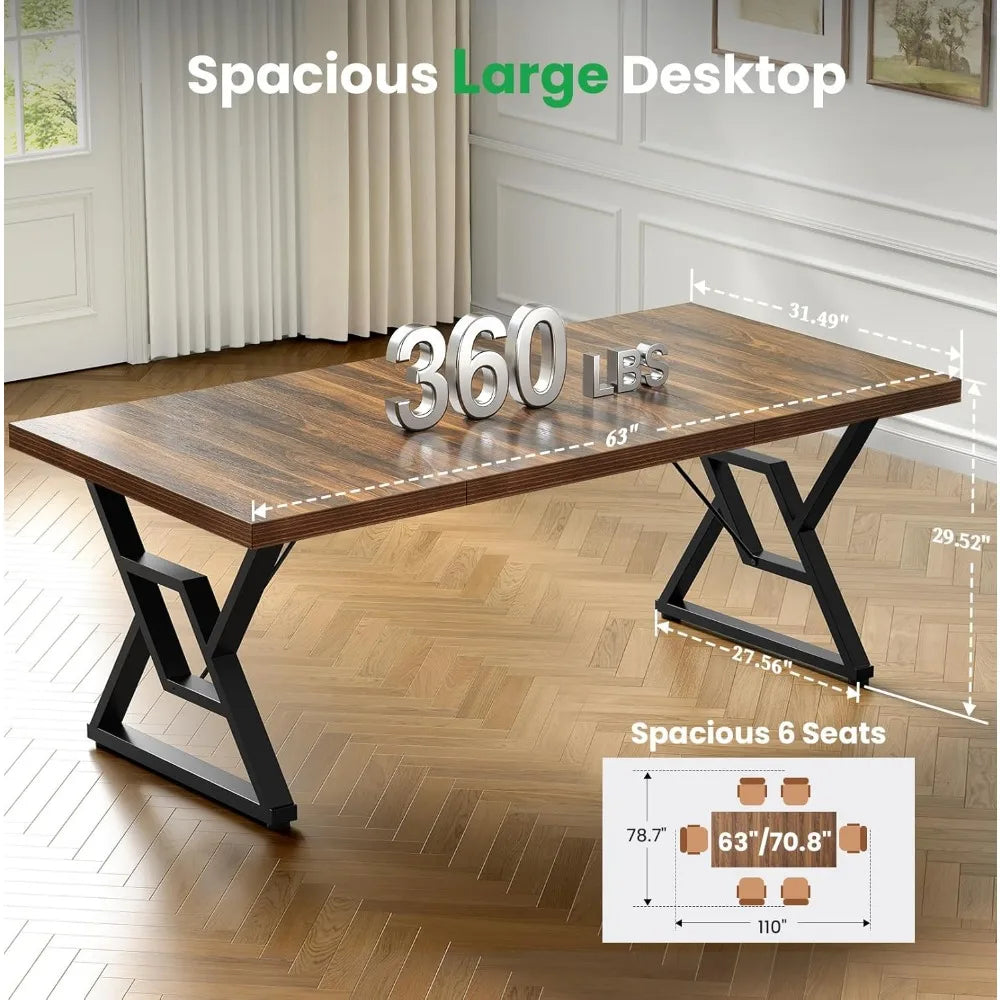 70.8" Large Executive Desk - Computer Office Desk Workstation, Modern Business Writing Table with Sturdy Metal Legs for Home Off