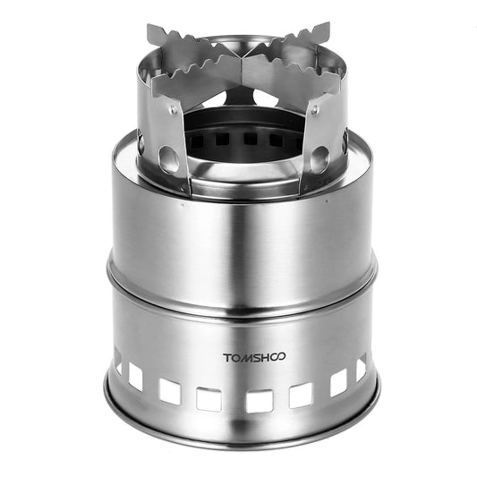 Upgrade Camping Stove & Backpacking Stove with Wood Ash Plate & Foldable Handle , Portable Folding Windproof Wood Burning Stove