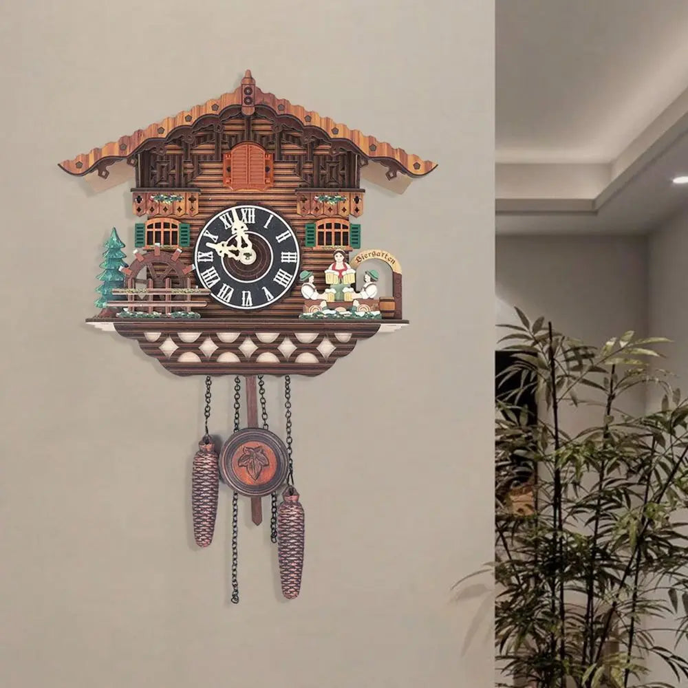 Creative Bird Cuckoo Quartz Wooden Swing Wall Clock Time Alarm Watch For Decor