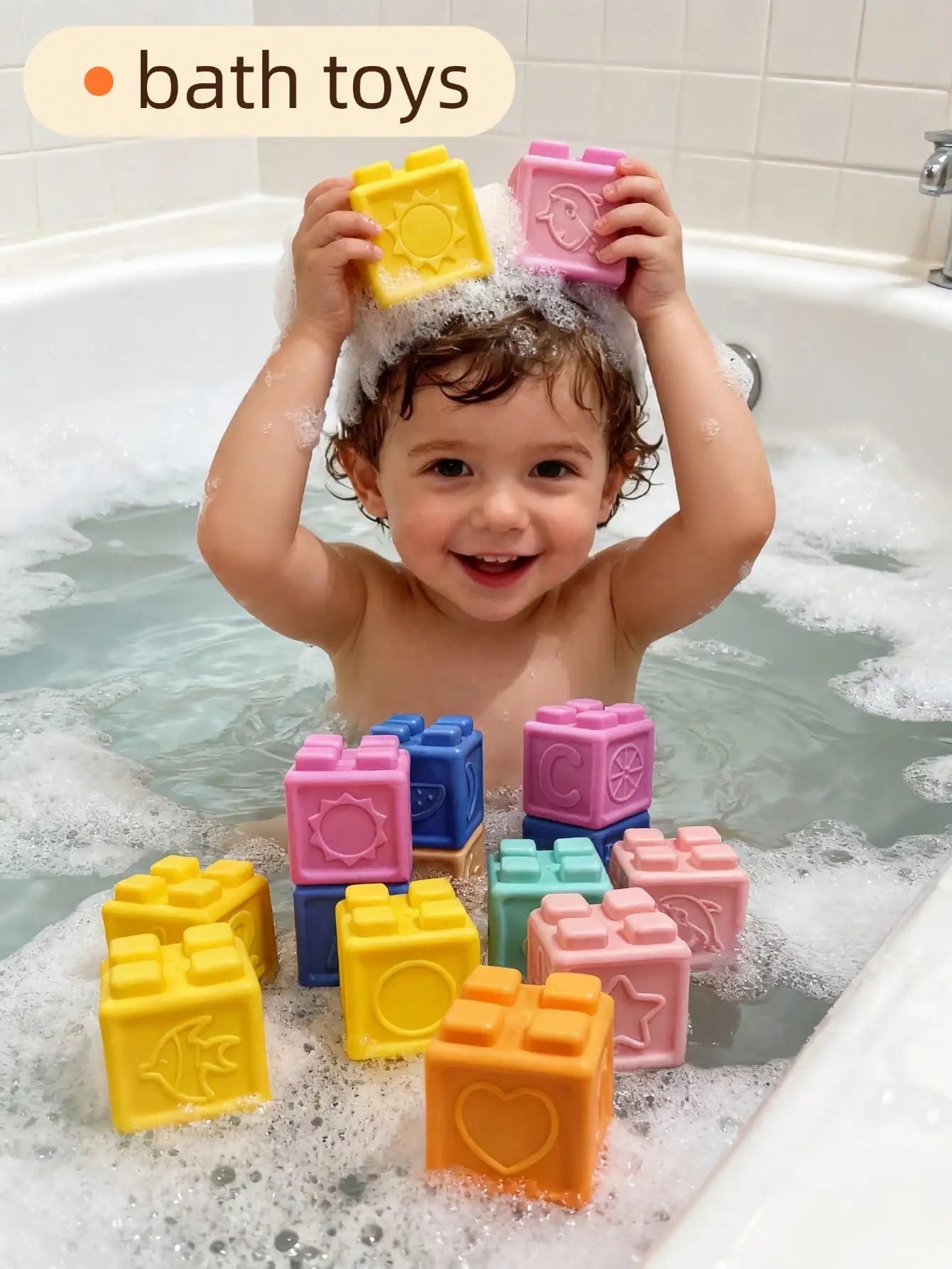 Baby Building Blocks,  8/16/24 Pcs Soft Educational Construction Toys - Numbers, Shapes, Colors, Animals - Random Colors, Infant Toys, Montessori Toys, Bath Toys, Baby Essentials, Teethers, Sensory Chew Toys, Silicone Toys