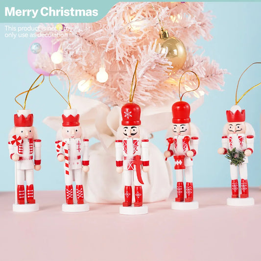 12cm Nutcracker Walnut Soldier Doll Puppet Pendant Five Piece Set Christmas Pendant Decoration Model Home Desktop Decorations
