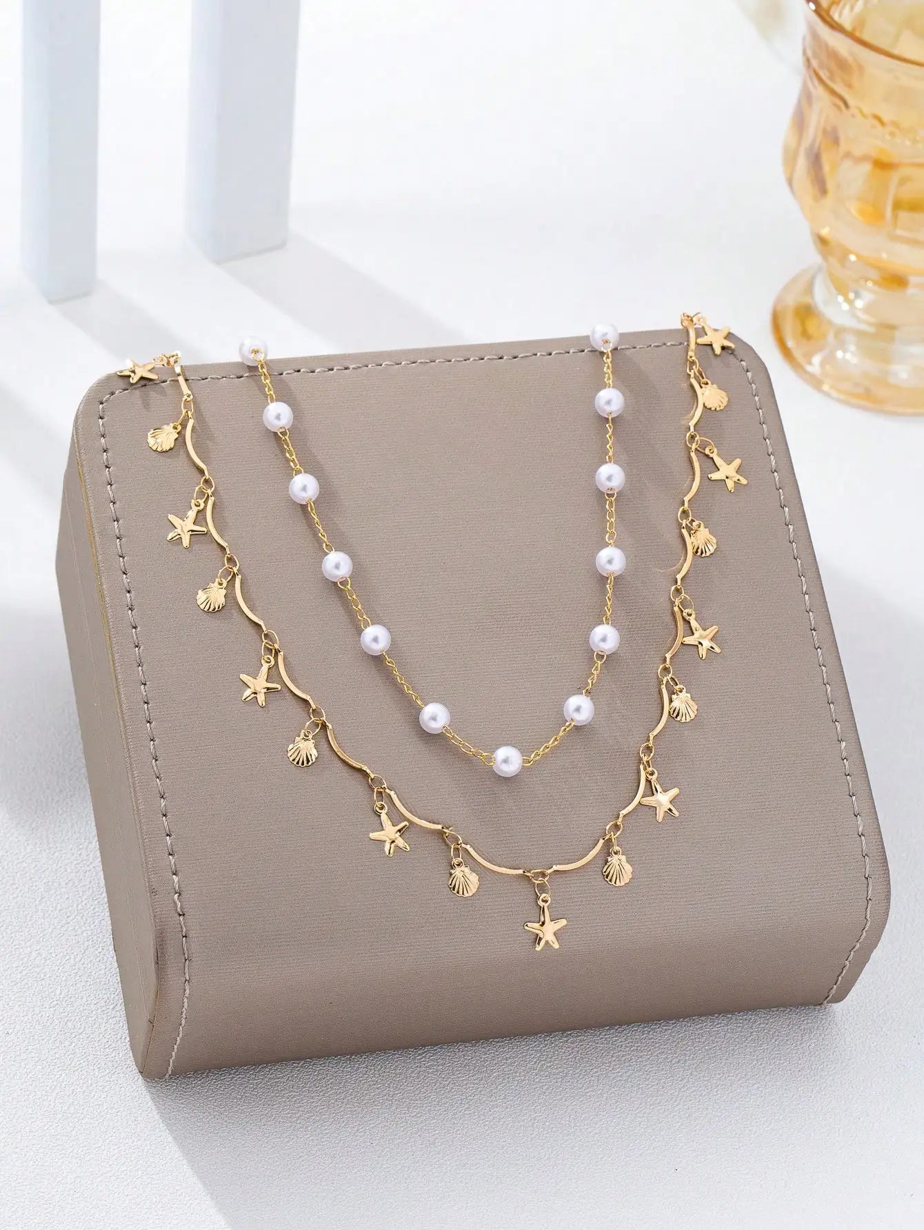 2pcs Bohemian Style Ocean Series Shell & Starfish Beaded Waist Chain For Women
