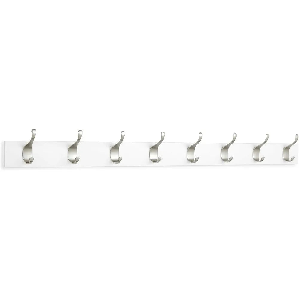 Wall Mounted Modern Coat Rack for Entryway and Bedroom with Storage Hooks 8 Hook White