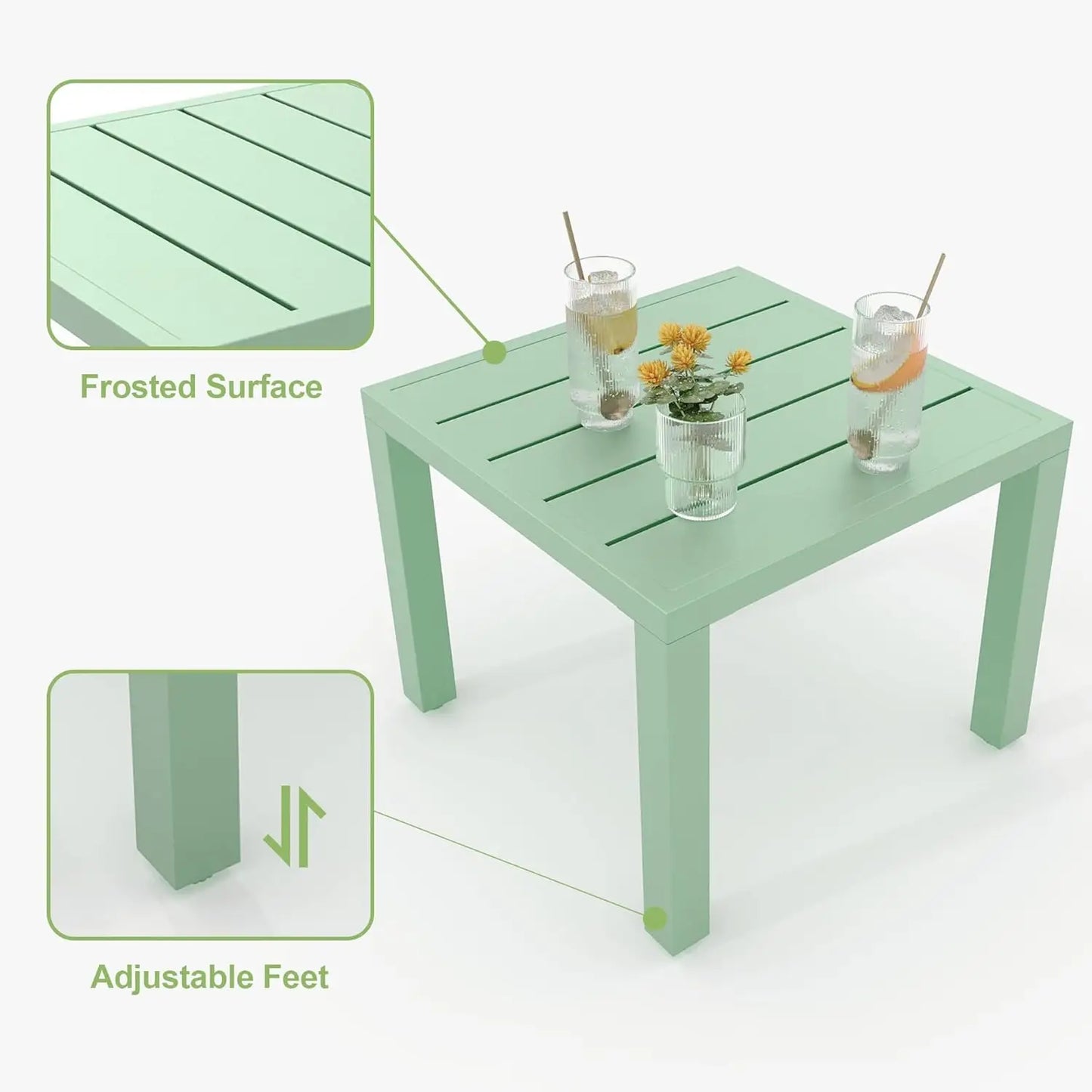 3-Piece Outdoor Bistro Set,Stackable Modern Metal Patio Furniture Set, 2 Chairs&Coffee Table,for Backyard Balcony Garden Lawn