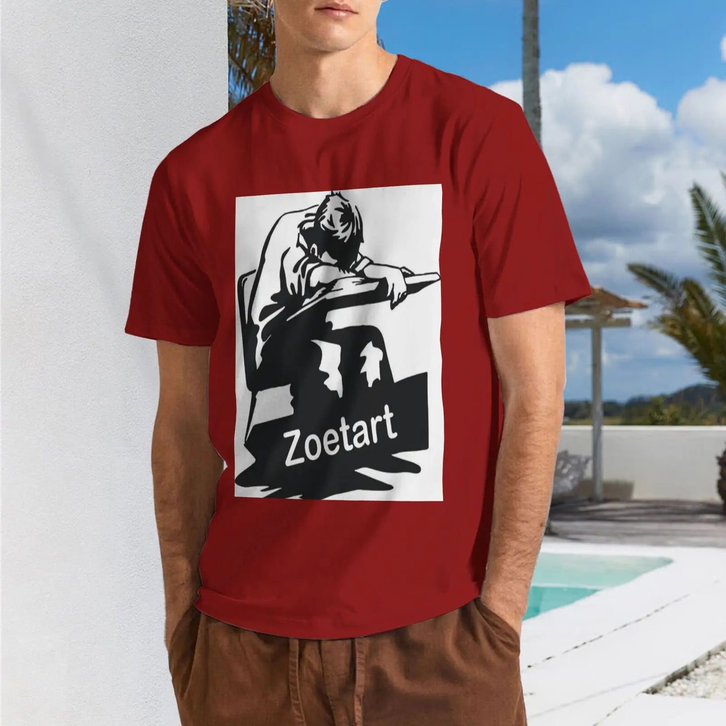 Custom T-Shirt (Text Name or Picture), 100% Cotton 180g Men's Pure Cotton Round Neck Short Sleeved T-shirt for Home Travel Sport
