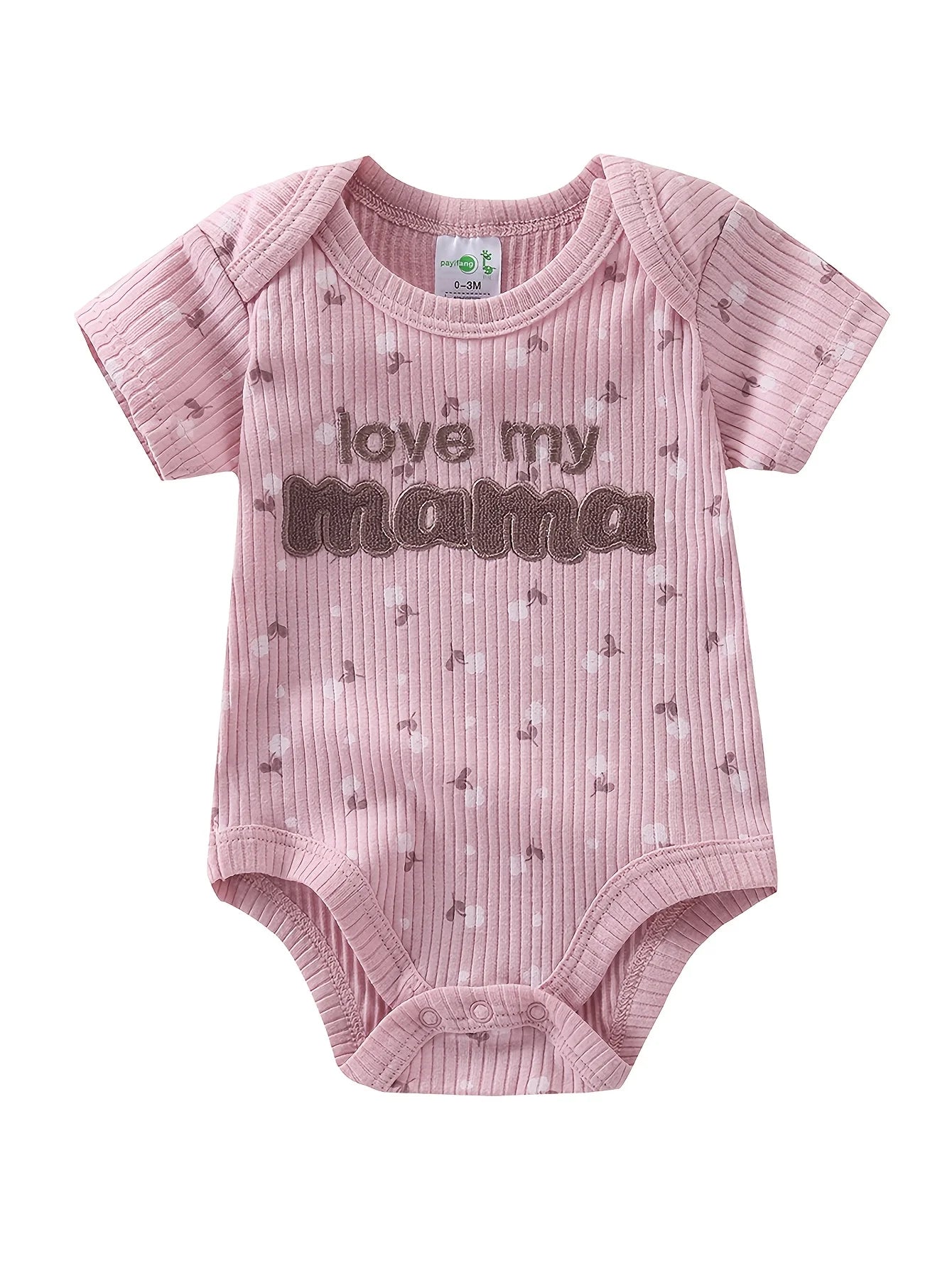 5pcs Set Baby Girl Short Sleeve Spring Summer Triangle 1pc Jumpsuit, Cotton Floral Print Romper, Infant Girl Cute Style Crawling Clothes, Newborn Clothing, Baby Girl Clothing, Infant Apparel, Perfect for Outdoor
