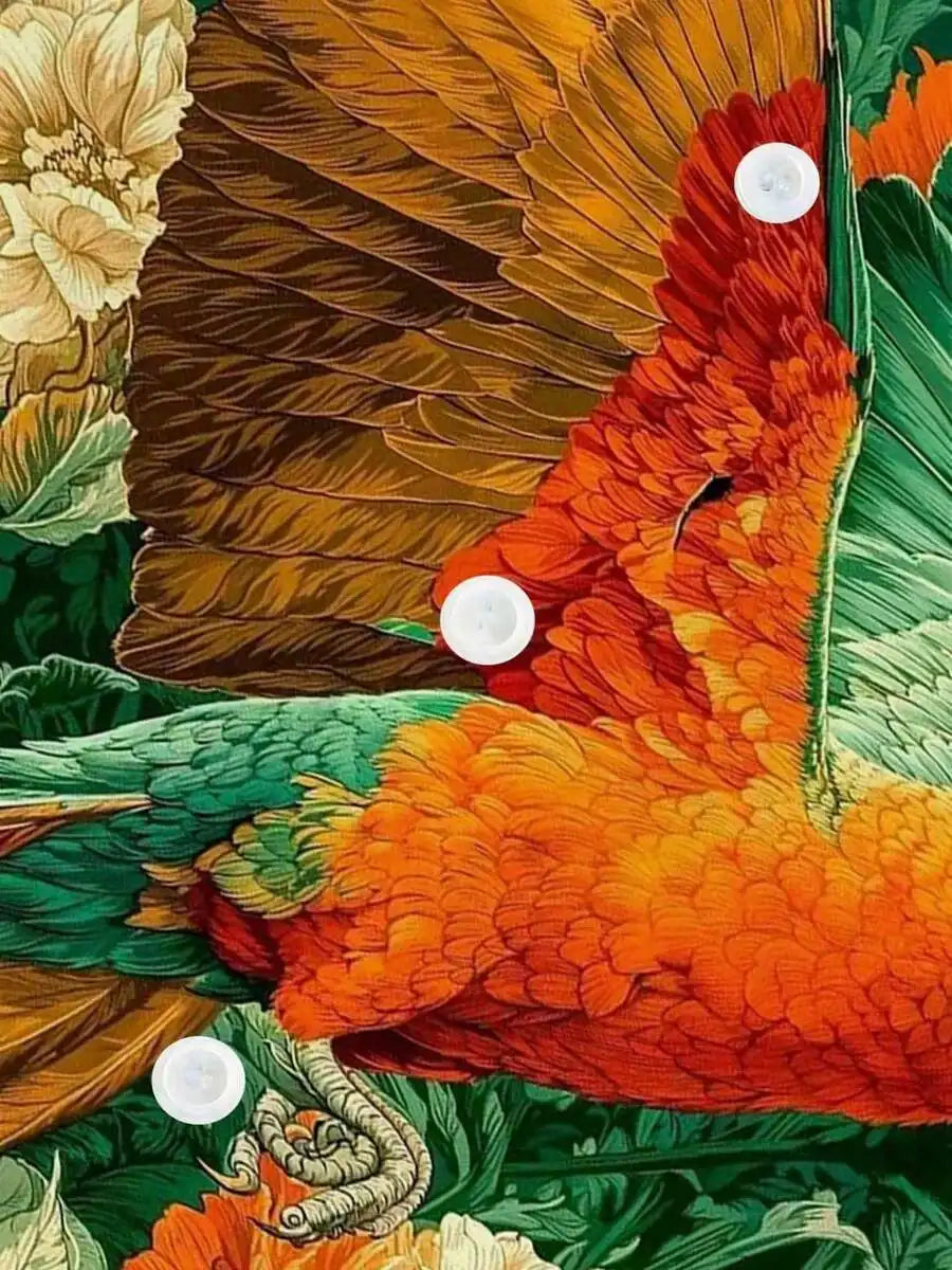 Mens 3D Print Parrot Floral Short Sleeve Casual Beach Shirt