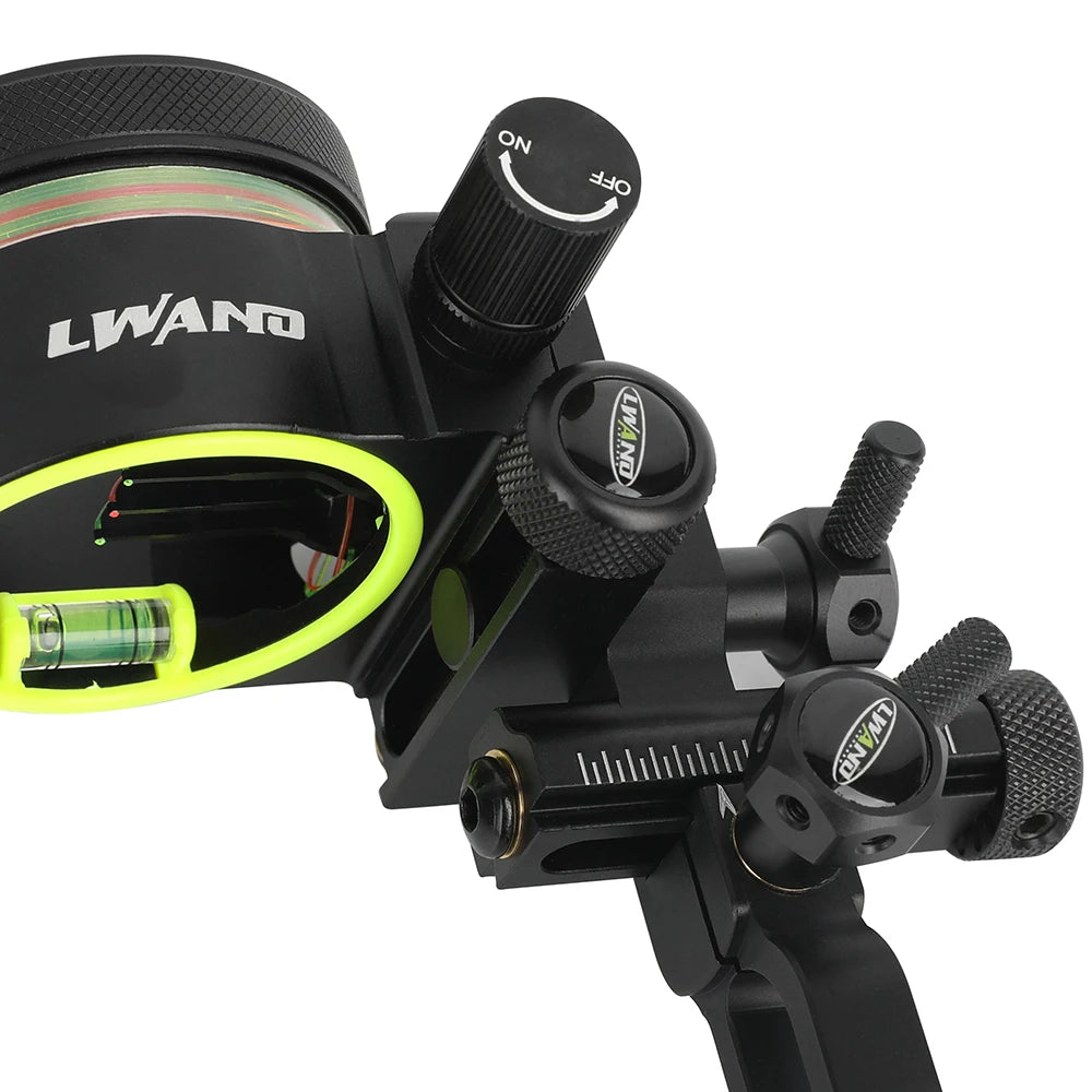 Compound Bow Sight 5Pin 0.019" Fiber Optic Adjustable Alloy Right Hand for Hunting Target Shooting Outdoor Accessories
