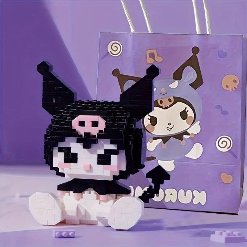 Sanrio Hello Kitty Cute Building Blocks Kawaii Melody Cartoon Building Blocks Assembly Toys Birthday Puzzle Doll Gift